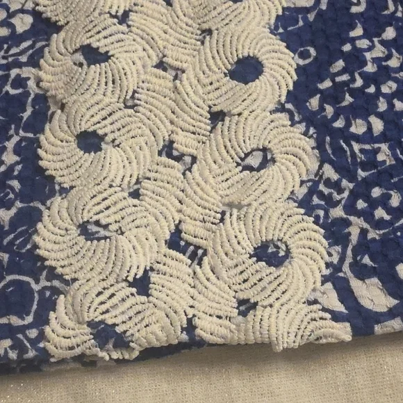 Lilly Pulitzer Blue Floral Mini Dress with White Lace Stripe - Picture 9 of 16